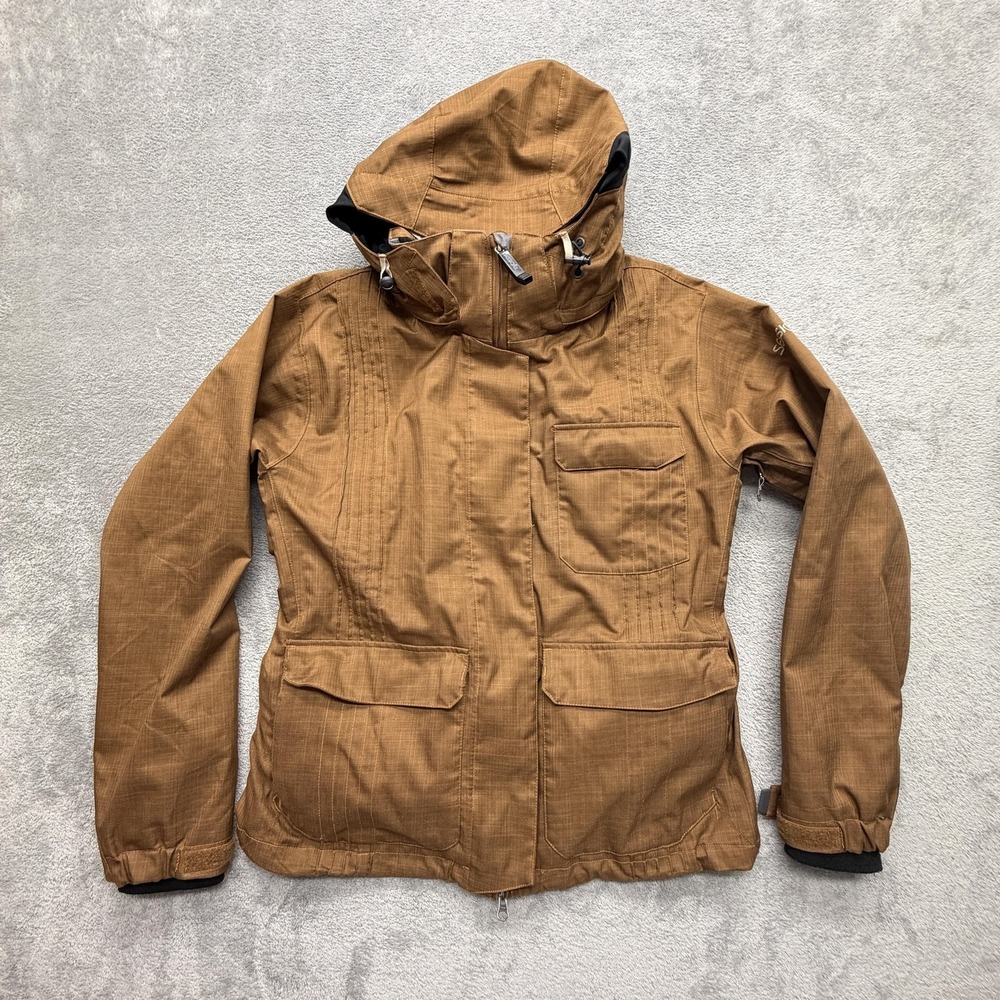 Sessions Jacket Womens‎ M Brown Hooded Lined Waterproof Pockets